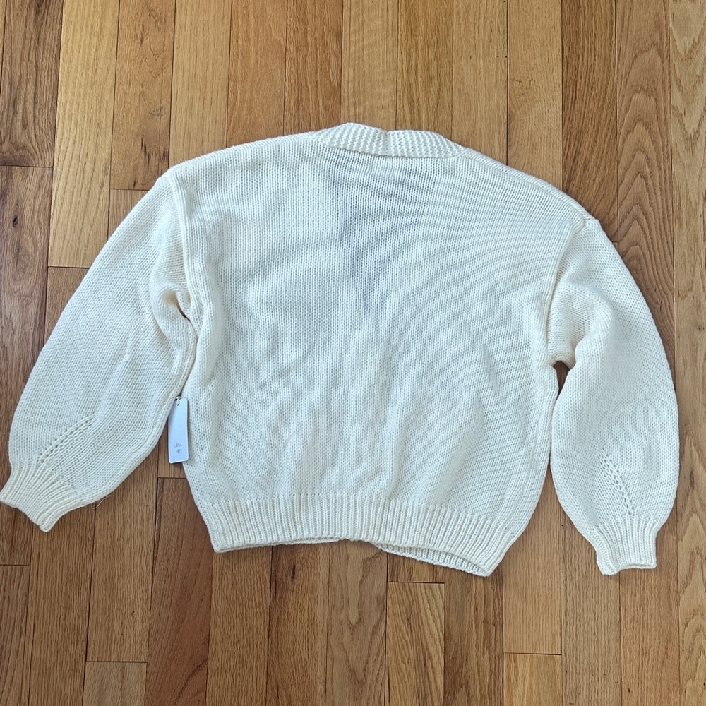 New Luna Ivy Cream Cardigan with Pink Heart Accents in Size Large - Picture 6 of 6